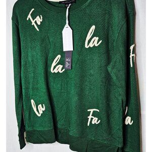 Jane & Delancey Green Fa La La Pullover Sweater Size Small
